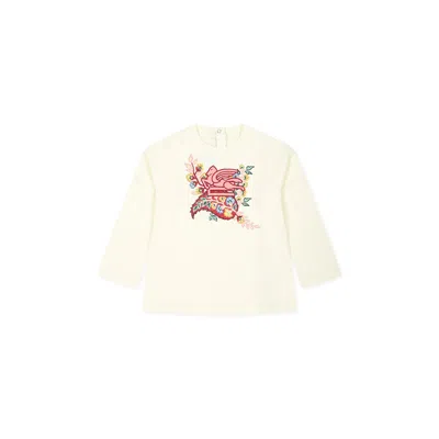 Etro Ivory T-shirt For Baby Girl With Floral Paisley Print In Neutral