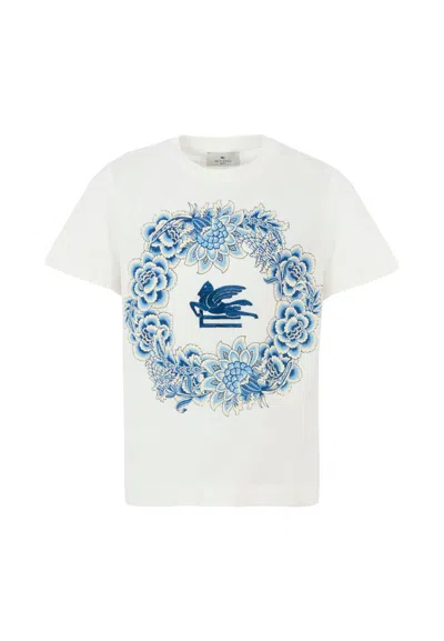 ETRO IVORY T-SHIRT FOR GIRL WITH PEGASUS