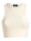 Etro , Knit Crop Top With Punched Detail, Woman, White, Size 38 In White