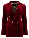 Etro Double-breasted Velvet Jacket With Button Details And Tailored Fit In Red