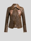 Etro Leather Blazer In Braun