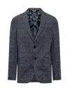 Etro Paisley Print Two-button Blazer In Gray