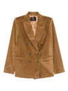 Etro Camel-colored Ribbed Double-breasted Blazer