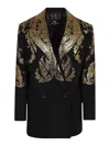 Etro Embroidered Wool And Cashmere Blend Jacket With Double-breasted Closure In Black