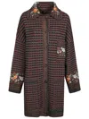 Etro Embroidered Coat In Blu Navy Fantasia