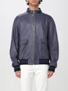 Etro Long-sleeved Leather Jacket In Blue