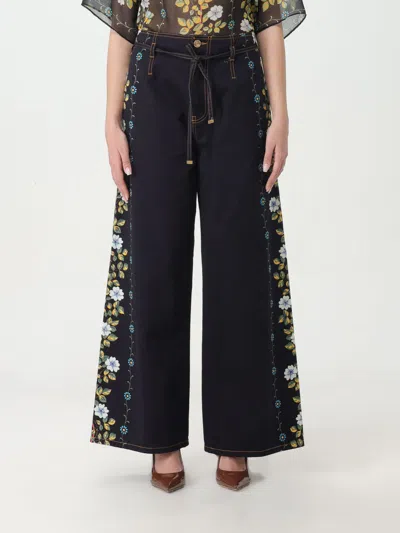 Etro Floral-print Wide-leg Jeans In Blue