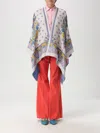 Etro Blue Medallion Wool Reversible Cape In Multicolor