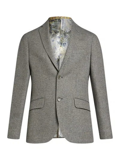 Etro Single-breasted Wool Blazer In Grey