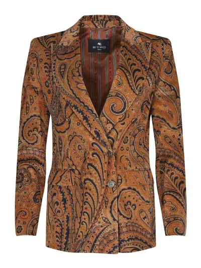 Etro Jacket Made Of Cotton Blend In Brown