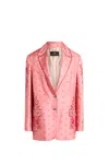 Etro , Silk Twill Jacket With Pegaso Buttons, Woman, Pink, Size 48 In Pink