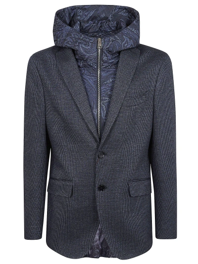 Etro Jacket Roma W Quilted Hood In Blue