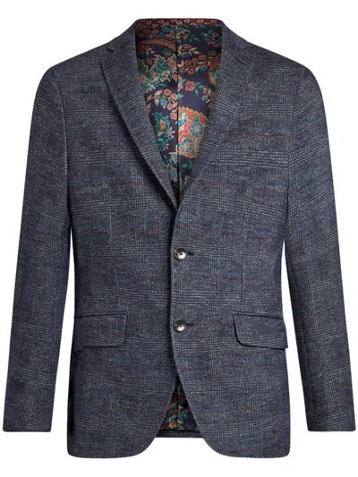 Etro Single-breasted Checked Blazer In Black