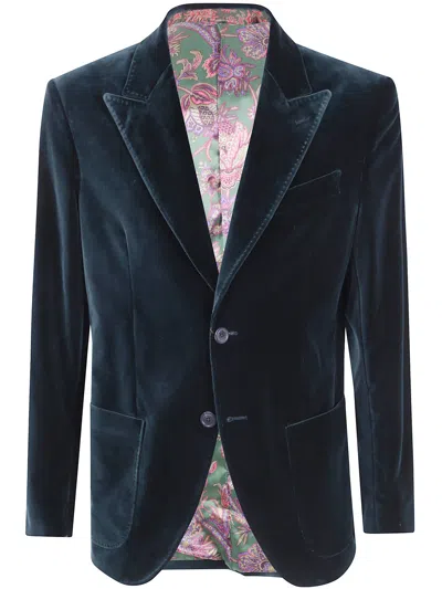 Etro Jacket Single Breasted "v0707" In Blue