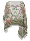 Etro Multicolor Cape With All-over Paisley Print In Silk Woman In White