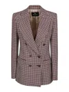 Etro Structured Houndstooth Jacket With Button Detailing In White