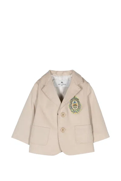 Etro Kids' Jacket With Embroidered Heraldic Coat Of Arms In Beige