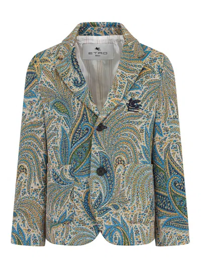 Etro Kids' Jacket With Logo In Blue