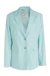Etro Jacquard Cotton Blend Jacket With Paisley Pattern In Blue
