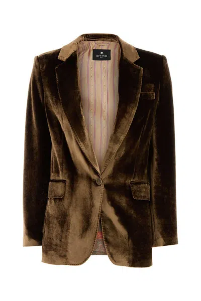 Etro Single-breasted Jacket In Brown