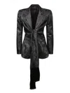 Etro Jacquard Fringe-tie Wrap Jacket In Black