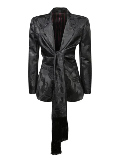 Etro Jacquard Jacket With Scarf In Black