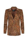 Etro Double-breasted Paisley-print Cotton-blend Corduroy Blazer In Brown
