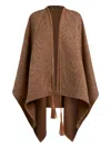 Etro Leather-trimmed Paisley-print Wool-blend Poncho In Brown