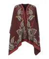 Etro Jackets Floral-printed V-neck Poncho In Red