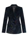 Etro Paisley Print Corduroy Double-breasted Jacket In Multi