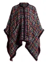 Etro Tweed Pom-pom Trim Cape In Multi