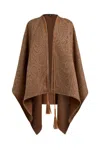 Etro Leather-trimmed Paisley-print Wool-blend Poncho In Multi