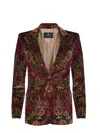 Etro Velvet Floral Pattern Long Sleeves Jacket In Multi