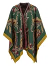 Etro Paisley-motif Long Hooded Wool Cape In Green