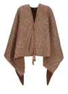 Etro Leather-trimmed Paisley-print Wool-blend Poncho In Multi