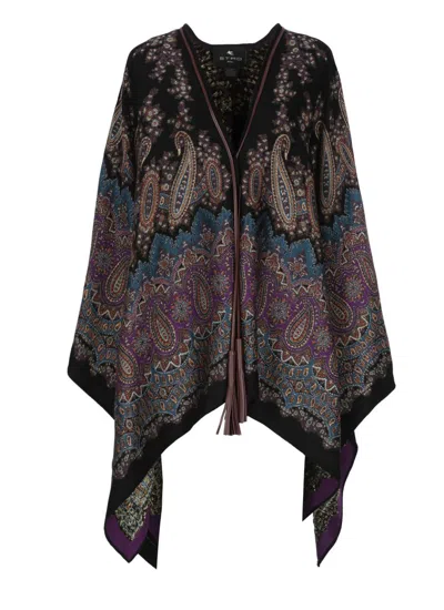 Etro Draped Poncho Paisley Pattern In Multi