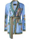 Etro Silk Twill Dressing Gown Jacket Jackets Blue In Blue