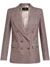 Etro Houndstooth-pattern Double-breasted Jacket In Multicolor