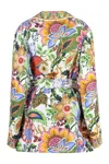 Etro Floral Silk Twill Belted Blazer In Multicolour