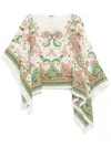 Etro Multicolor Cape With All-over Paisley Print In Silk Woman In White