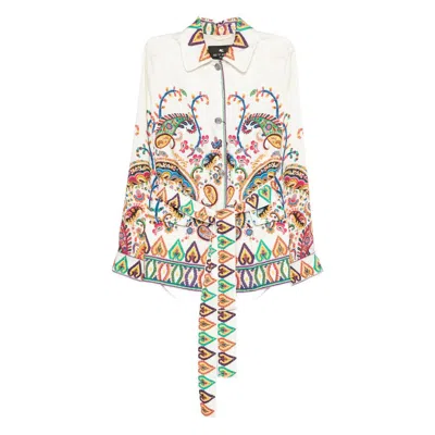 Etro Paisley-print Belted Shirt Jacket Women In Pattern