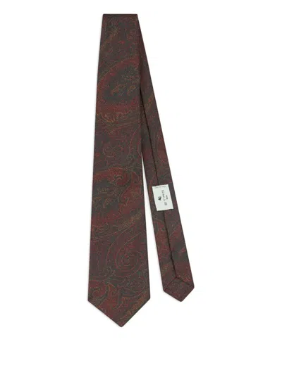 Etro Jacquard Arnica Motif Tie In Black