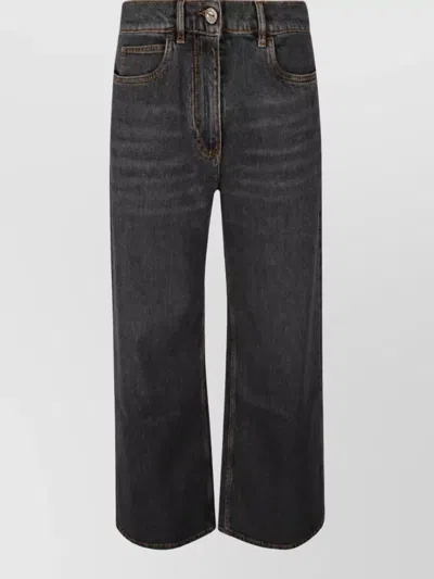 Etro Jacquard Baggy Jeans In Black