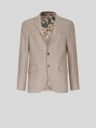 Etro Patterned-jacquard Cotton Blazer In Pink