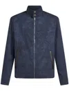 Etro Leather-trimmed Cotton And Wool-blend Jacquard Bomber Jacket In Blue