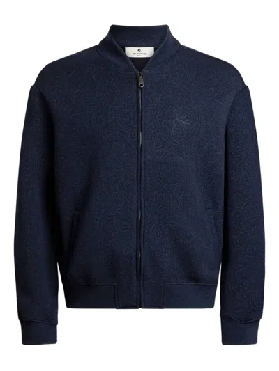 Etro Jacquard Bomber Jacket In Blue