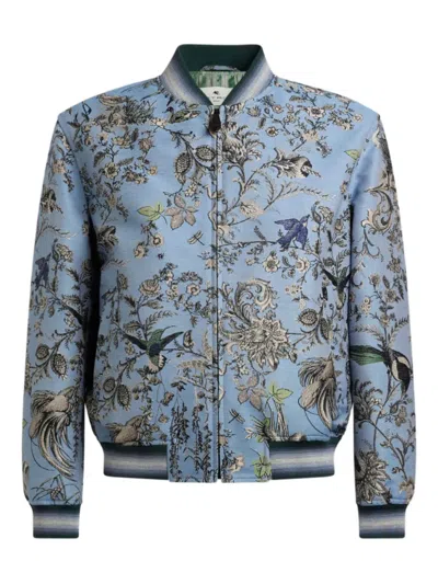 Etro Jacquard Bomber Jacket In Blue