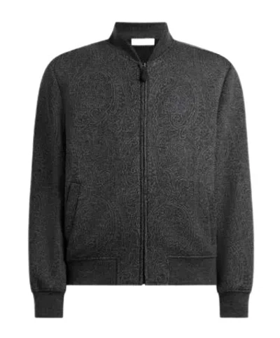 Etro Jacquard Bomber Jacket With Arnica Motif In Black