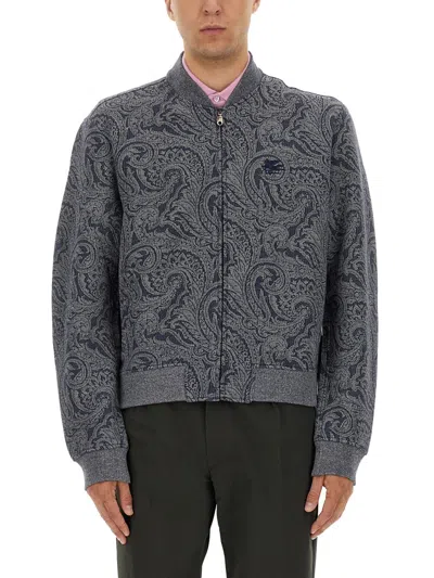 ETRO JACQUARD BOMBER JACKET WITH LOGO