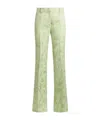 Etro Jacquard Bootcut Trousers With Floral Motif In Green